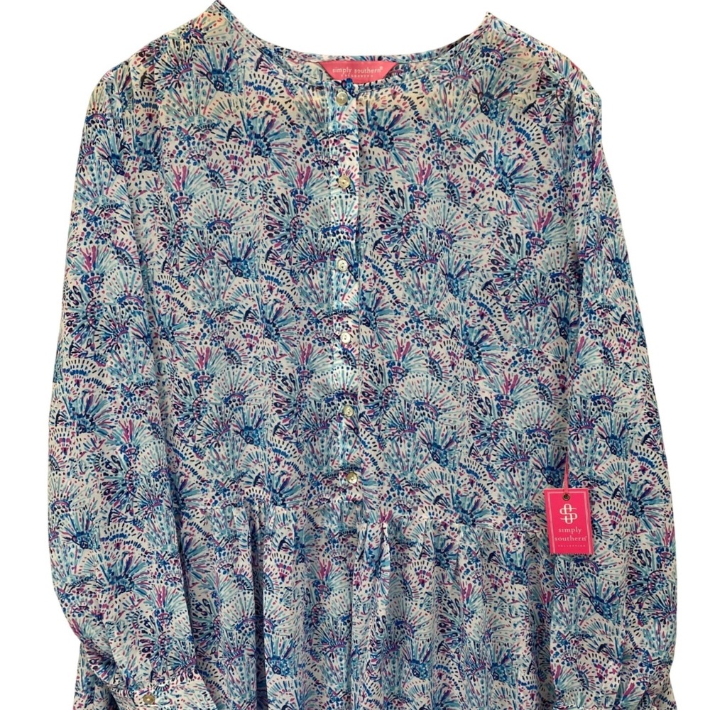 Simply Southern Collection Cover Up Dress Confetti Print Size Small NWT